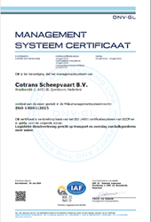 Management systeem certificaat Cotrans Scheepvaart BV